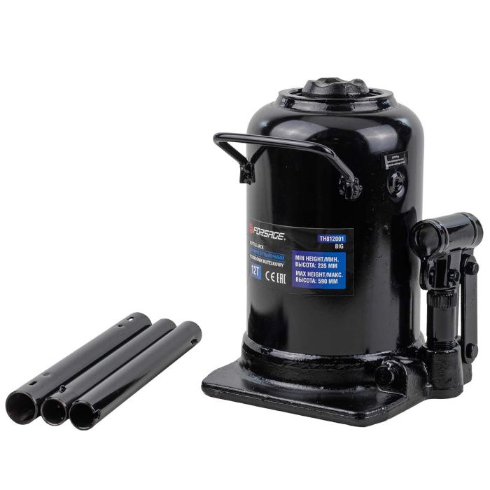 Домкрат бутылочный, двухштоковый 12 т, 235-590 мм Forsage F-TH812001 BIG