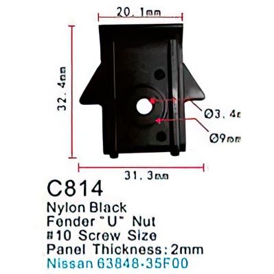 Клипса для крепления внутренней обшивки а/м Ниссан пластиковая, 100 шт Forsage C0814(Nissan)