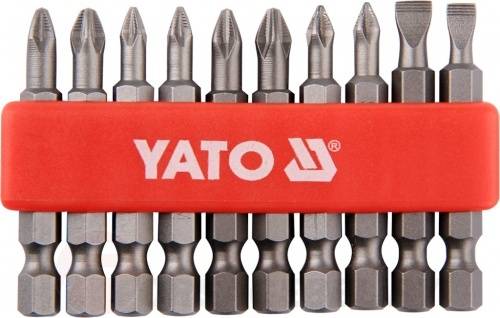 Набор бит SL, PH, PZ 1/4''х50 мм 10 пр. S2 HRC58-62 Yato YT-0483