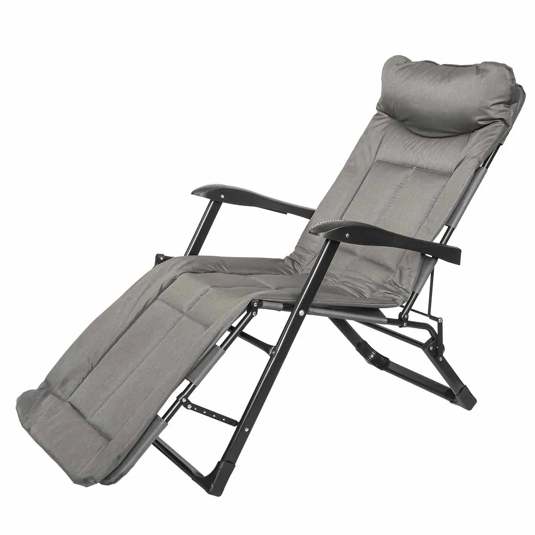 Шезлонг складной на мягкой основе, темно-серый, 1960х640х320 мм, макс. нагрузка 200кг WMC TOOLS WMC-FG-HY-8000DGR