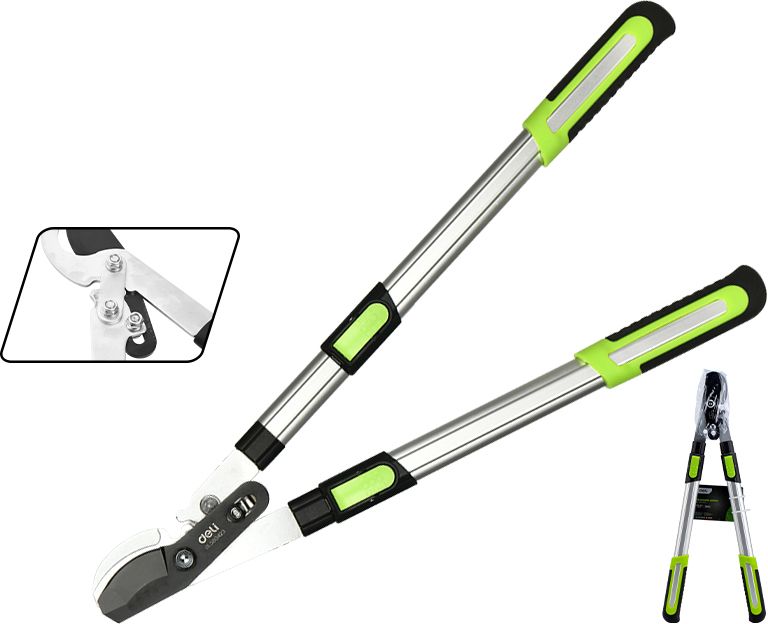 Секатор садовый "Deli", 630-870 мм, телескопический, черный, зеленый
