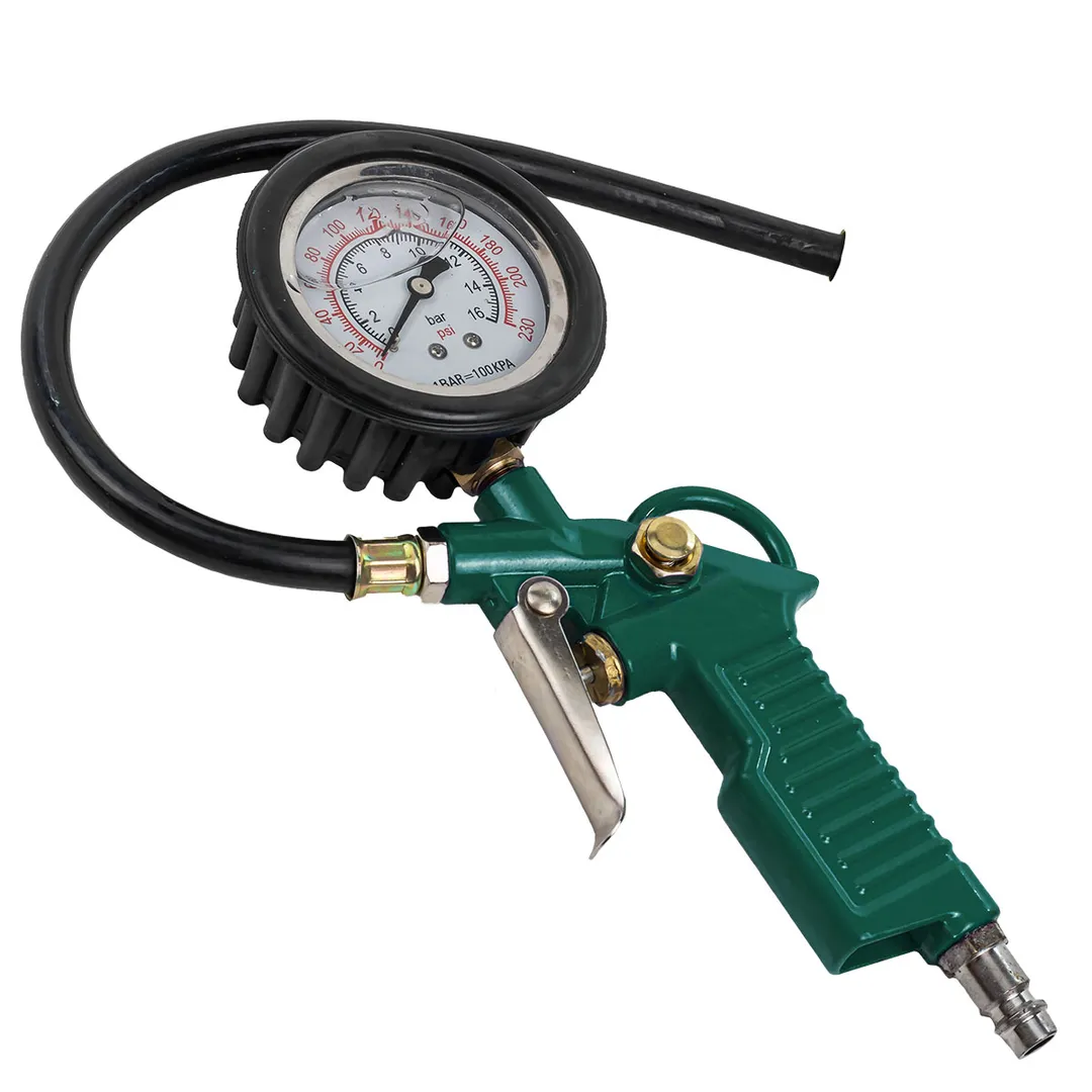 Пистолет для подкачки шин с аналоговым манометром и шлангом, 0-16bar, манометр с глицерином RockForce RF-2370G