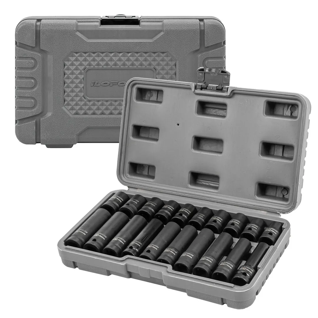 Набор головок 10-19 мм 20 пр., 1/2'' 6-гр. короткие 38 мм/глубокие 78 мм ILOforce IF-4201-5K