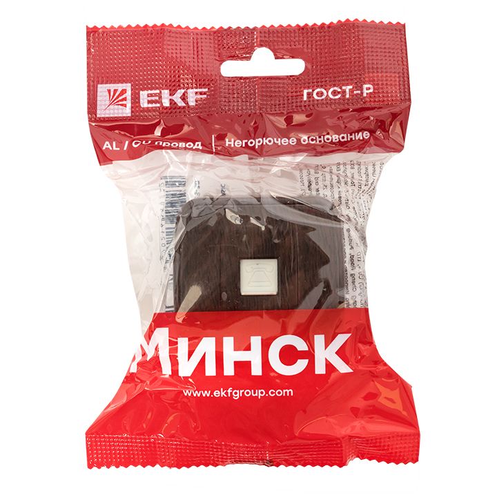 Розетка Phone 1-местная ОП Минск тёмное дерево EKF EGT01-034-40