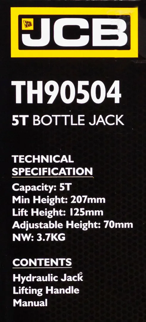 Домкрат бутылочный 5 т 207-402 мм с клапаном JCB JCB-TH90504