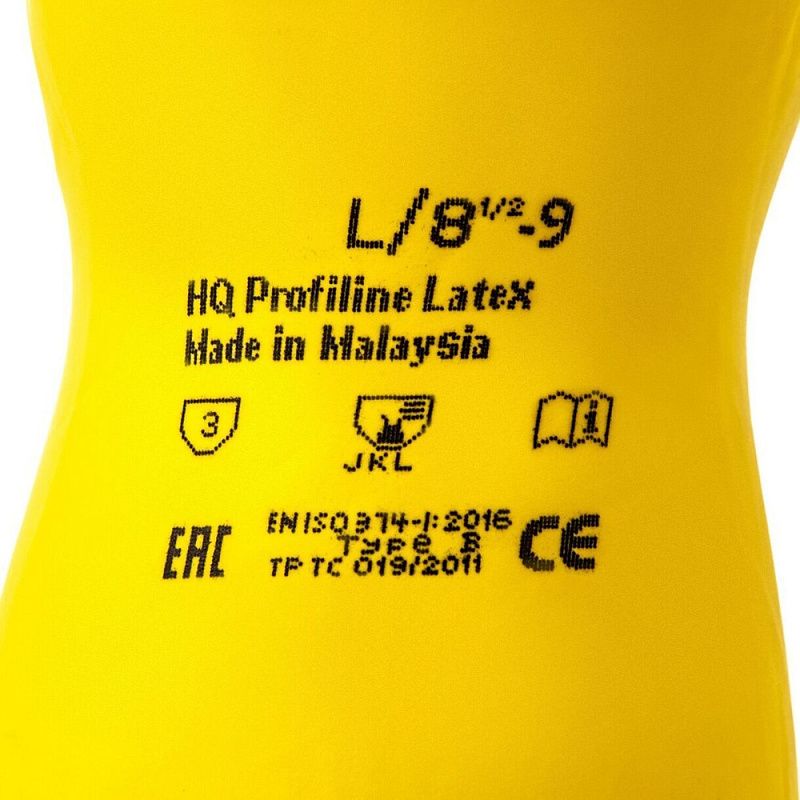 Перчатки латексные HQ Profiline, р-р M, с х/б покрытием, желтый