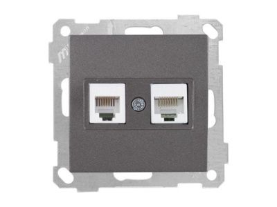 Розетка телефонная + компьютерная, RJ12+Cat5e дымчатая, ELITRA, Mutlusan 2270 139 0195