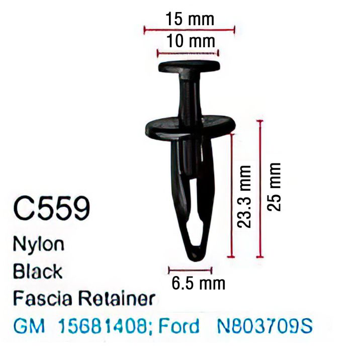 Клипса для крепления внутренней обшивки а/м GM пластиковая, 100 шт Forsage C0559(GM)
