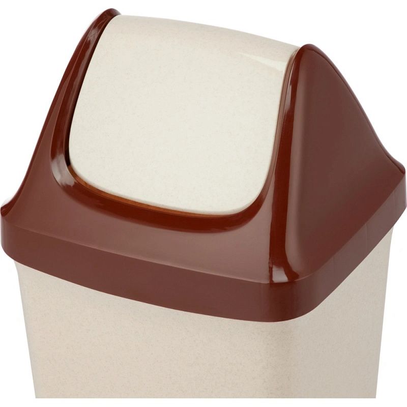 Урна для мусора 25л «СВИНГ», пластик, с крышкой, бежевый мрамор