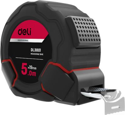 Рулетка Deli DL3801, 5 м,19 мм, черный