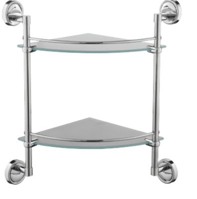 Полка в ванную угловая, сталь + стекло, хром Ledeme L3507-2