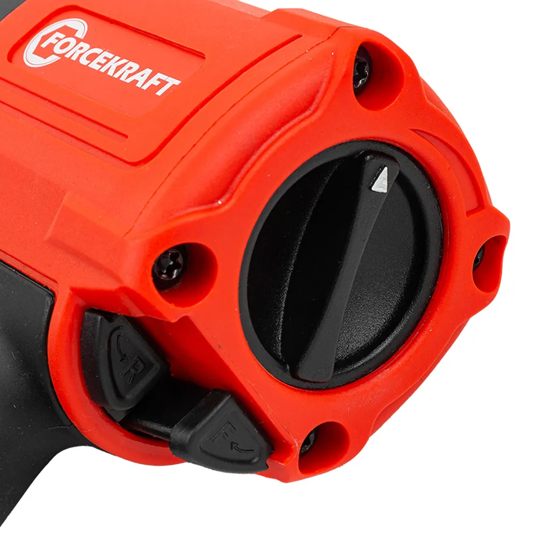 Пневмогайковерт ударный ''Twin Hammer'' с реверсом и регулировкой усилия в облегченном корпусе 1/2'' 1450Hм ForceKraft FK-82548