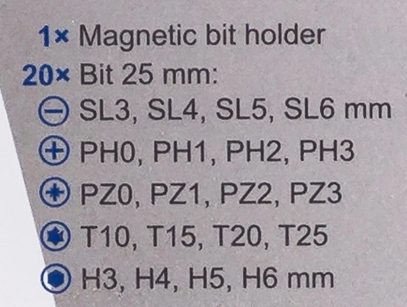 Отвертка с набором бит PH, PZ, SL, Torx, Hex 21 пр Scheppach Sch-7021S
