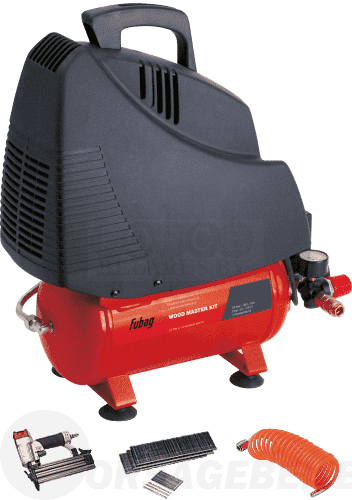 Компрессор безмасляный коаксиальный 6 л WOOD MASTER KIT + 4 пр. FUBAG