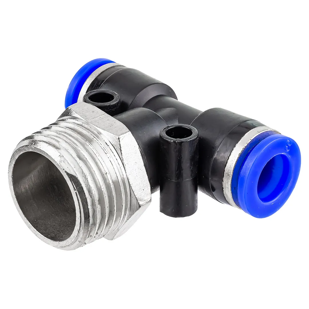 Фитинг Т-образный для пластиковых трубок 8 мм-наружная резьба 1/2'' RockForce RF-SPB08-04