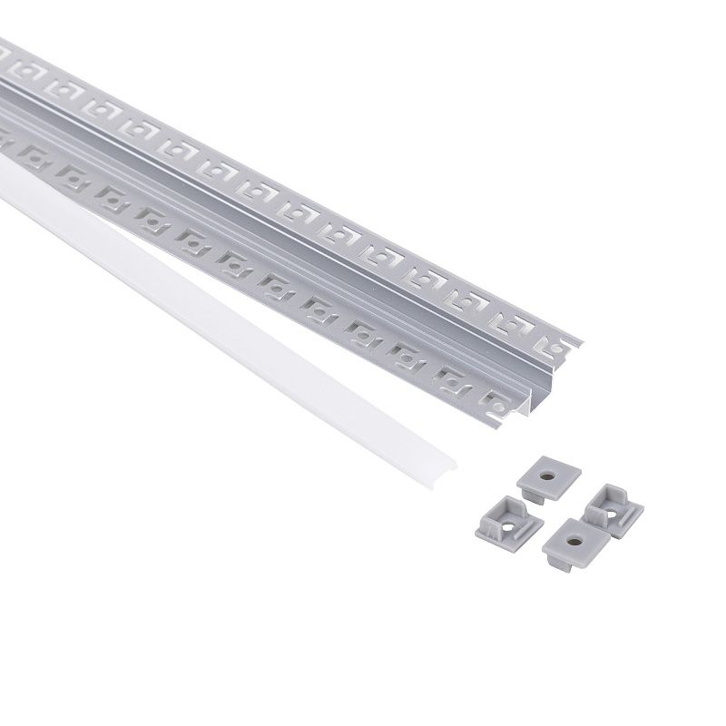 Профиль алюминиевый врезной в гипсокартон RIGEL-1513C, с экраном, цвет алюминий, 2м, в комплекте 4 заглушки, AKS 121514