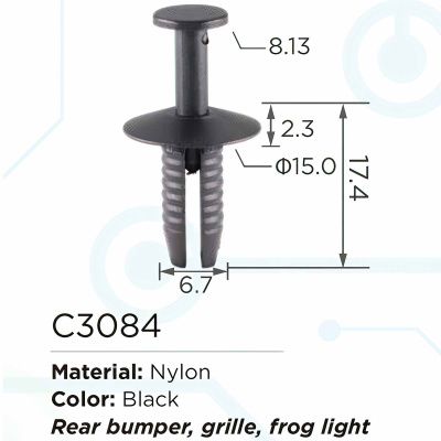 Клипса для крепления внутренней обшивки а/м БМВ пластиковая, 100шт Forsage C3084(BMW)