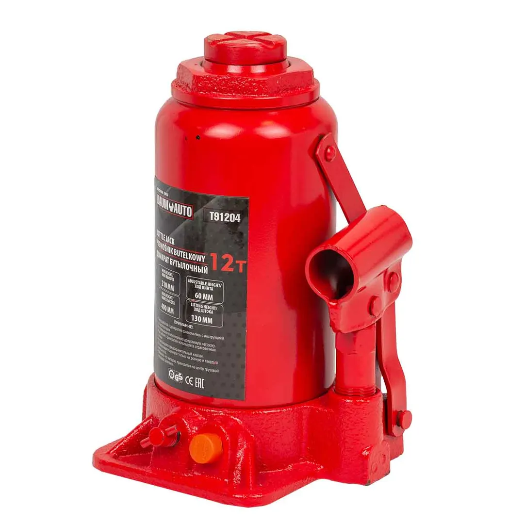 Домкрат бутылочный 12 т с клапаном, 210-400 мм BaumAuto BM-T91204