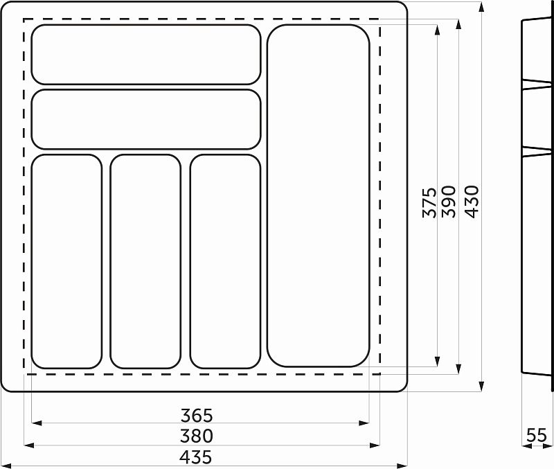 Лоток для столовых приборов 500 BASIC 435*430, серый AKS 114052