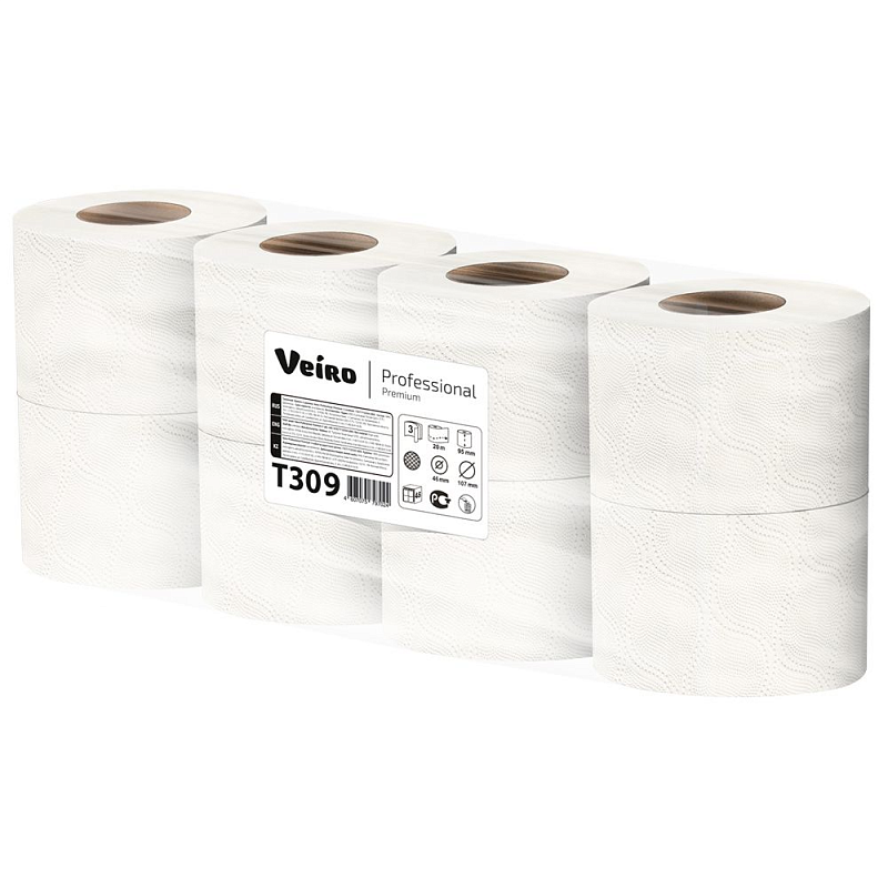 Бумага туалетная Veiro Professional Premium, 3 слоя, 8 рулонов