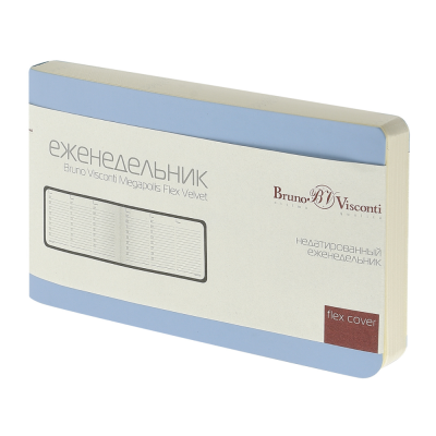 Еженедельник недатированный "Megapolis Velvet Flex", А6, 160 страниц, зефирный голубой