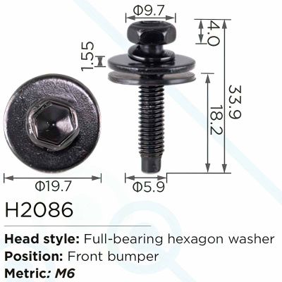 Клипса для крепления внутренней обшивки а/м универсальная металлическая, 100 шт Forsage H2086(universal)