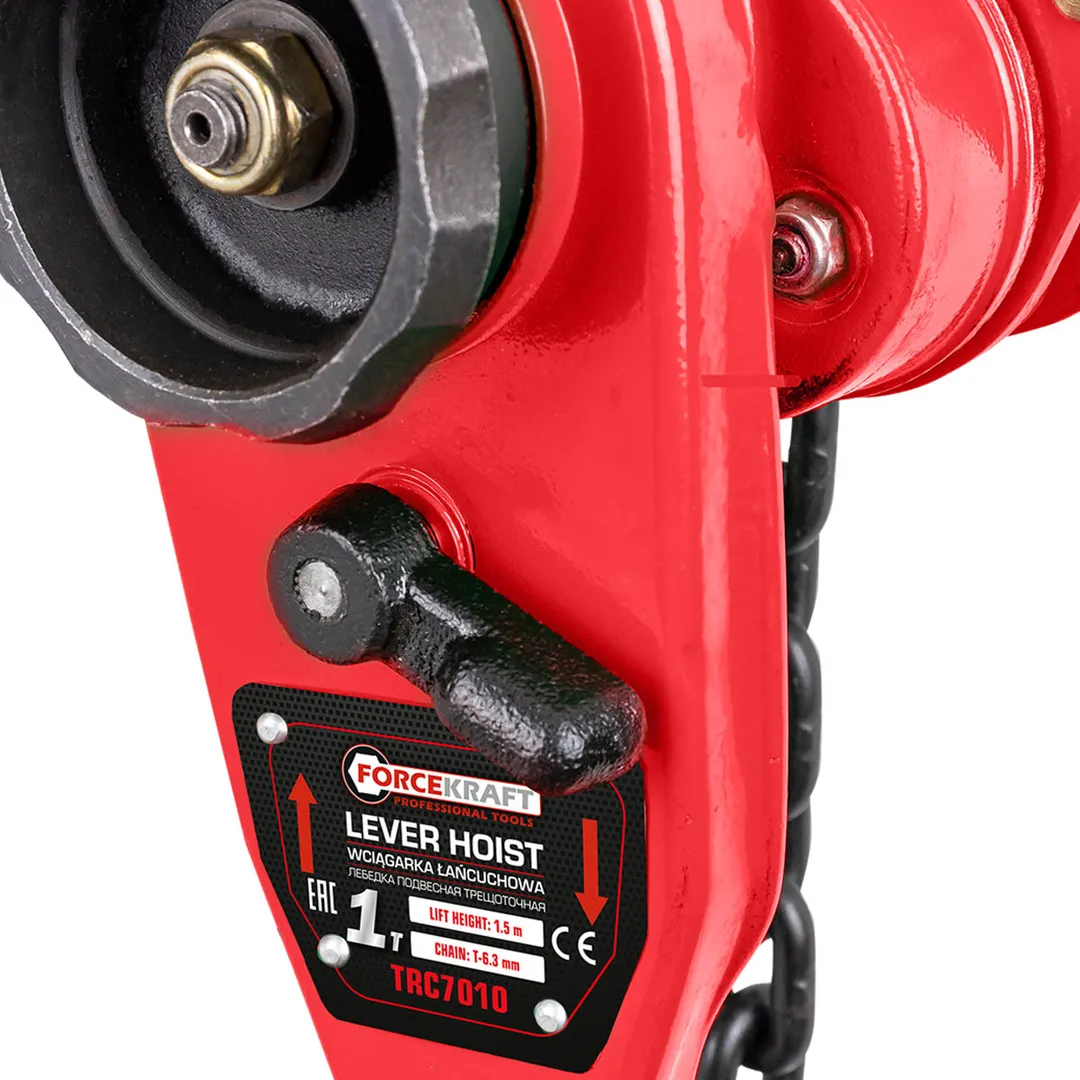 Таль цепная подвесная рычажная 1 т, длина цепи 1.5 м ForceKraft FK-TRC7010