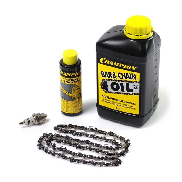 Бензиновая цепная пила, 1,5 кВт, 31,8 см3, 14"-3/8-1,3-50E + подарок: масло для цепи 1л; свеча; цепь; масло для 2-тактных двигателей 0,1л. CHAMPION A232-14