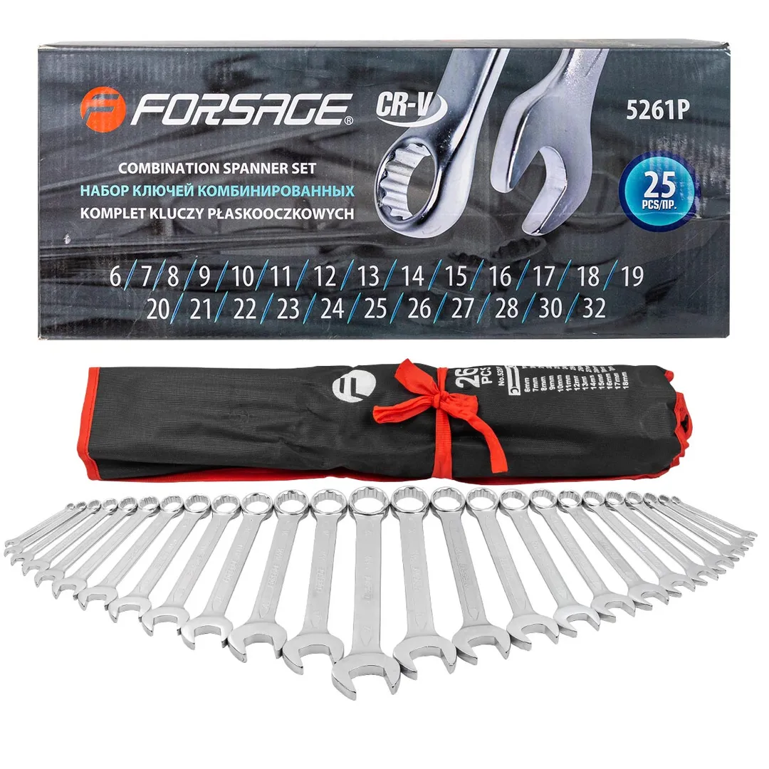 Набор ключей комбинированных 25 пр., 6-30, 32 мм Forsage F-5261P