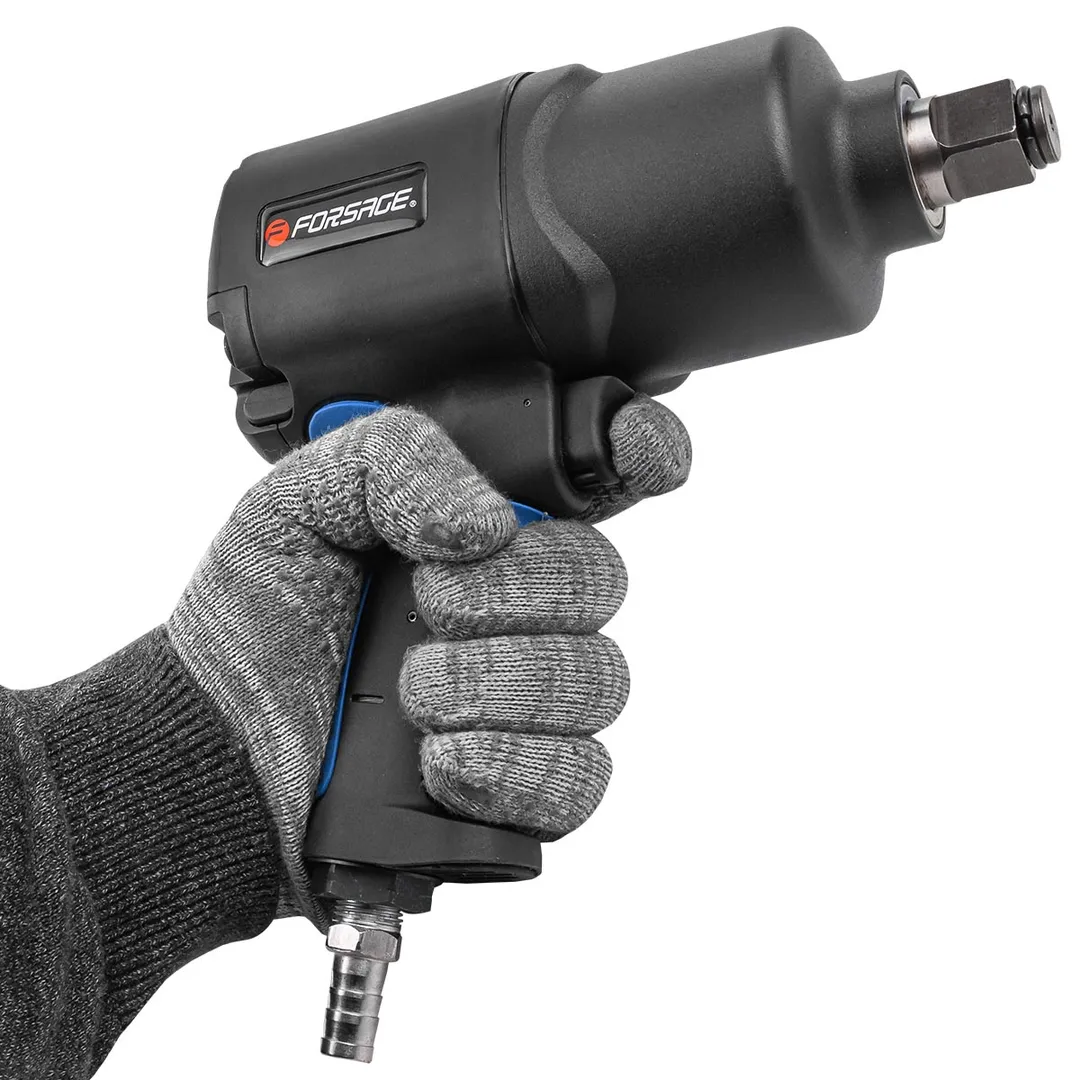 Пневмогайковерт ударный ''Twin Hammer'' с реверсом и регулировкой усилия в облегченном корпусе 3/4'' Forsage F-82566