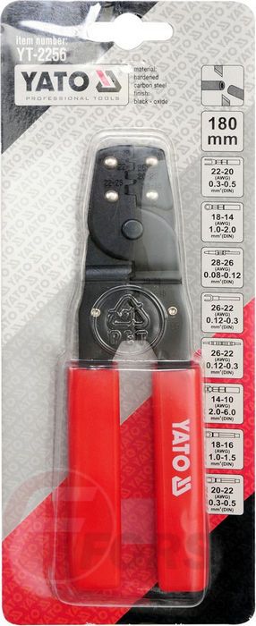 Пресс-клещи для обжима кабеля 0.08-2.0/28-14AWG; 0.3-6.0/22-10AWG Yato YT-2256