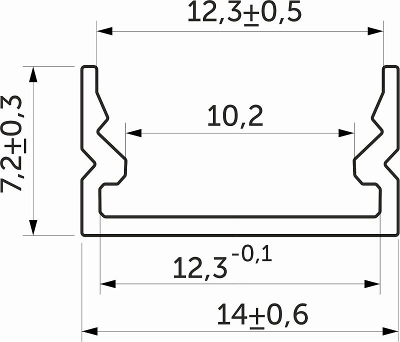 Профиль алюминиевый накладной SIRIUS-1407S с экраном, цвет черный, 2м, в комплекте 4 заглушки и 4 крепления, AKS 121507