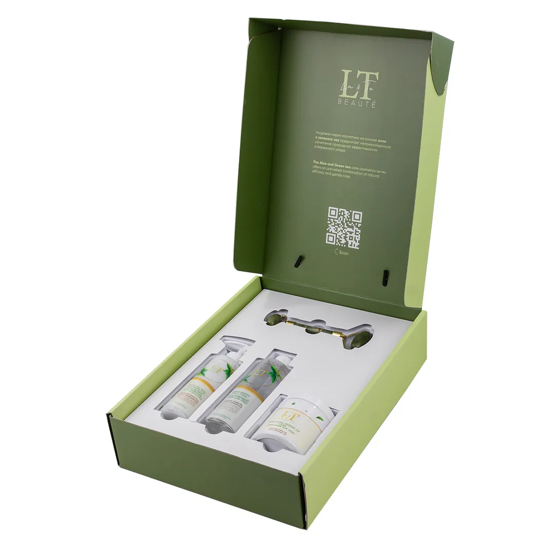 Набор косметики Алоэ и зеленый чай, 4 пр, пэды 2258, тоник 2180, гель-пилинг 2241, ролик зеленый La and Te beaute LT-GR6