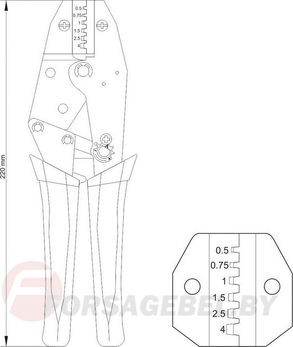 Пресс-клещи для обжима проводов 0.5-4.0/22-12 AWG Yato YT-2299
