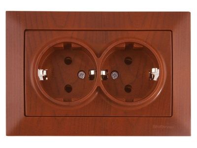 Розетка 2-ая, скрытая,с/з, керамика, вишня, DARIA, 16 A, 250 V, IP 20, Mutlusan 21202000256