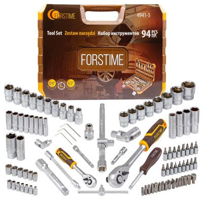 Набор инструментов 94 пр. 1/4"&1/2" 6-гр. FORSTIME FT-4941-5