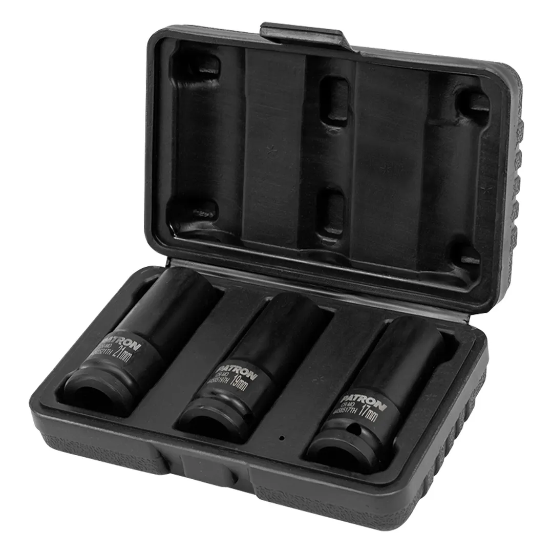 Набор ударных тонкостенных головок 17-21 мм 1/2'' 6-гр 3 пр PATRON P-4032TH