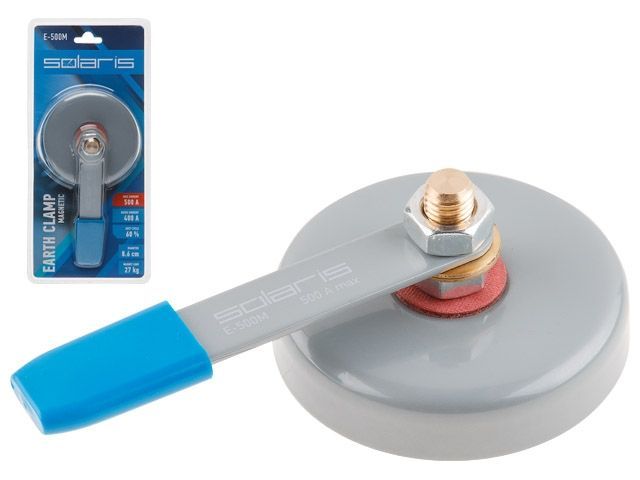 Клемма заземления 500А E-500M магнитная в блист. Solaris E-500M
