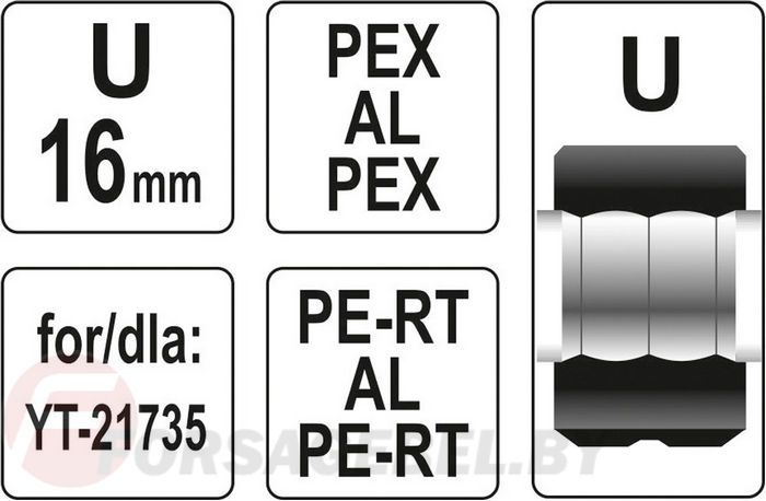 Обжимочная головка тип U 16 мм для YT-21735 Yato YT-21740