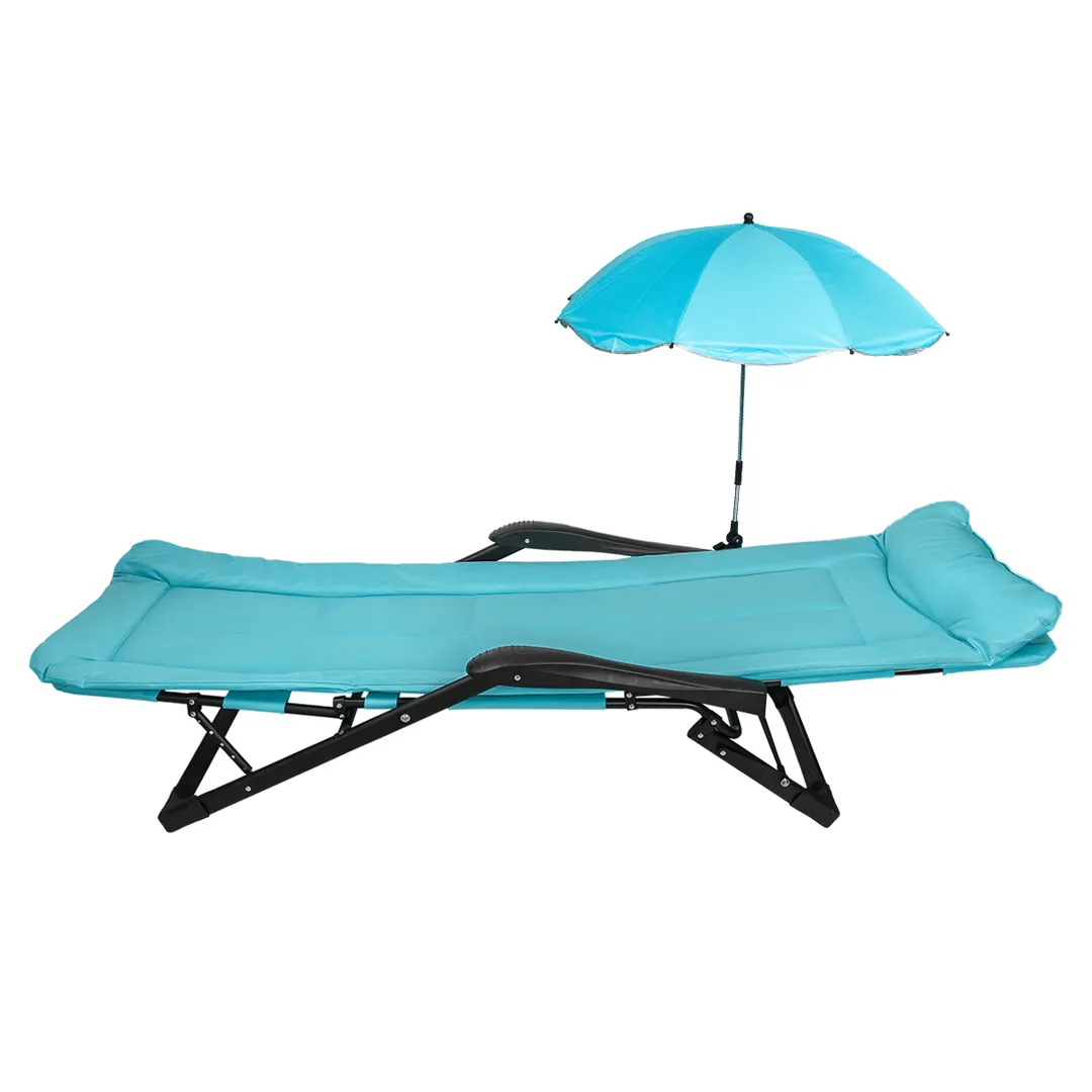 Шезлонг складной, голубой, в комплекте с зонтом WMC TOOLS WMC-FG-HY-8000LB-Z