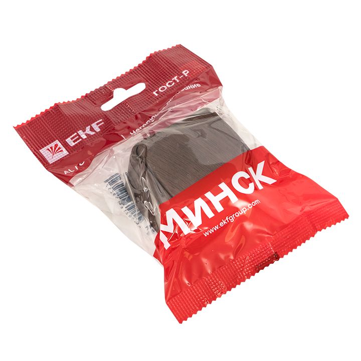 Выключатель 1-клавишный ОП Минск 10А тёмное дерево EKF EGV10-021-40