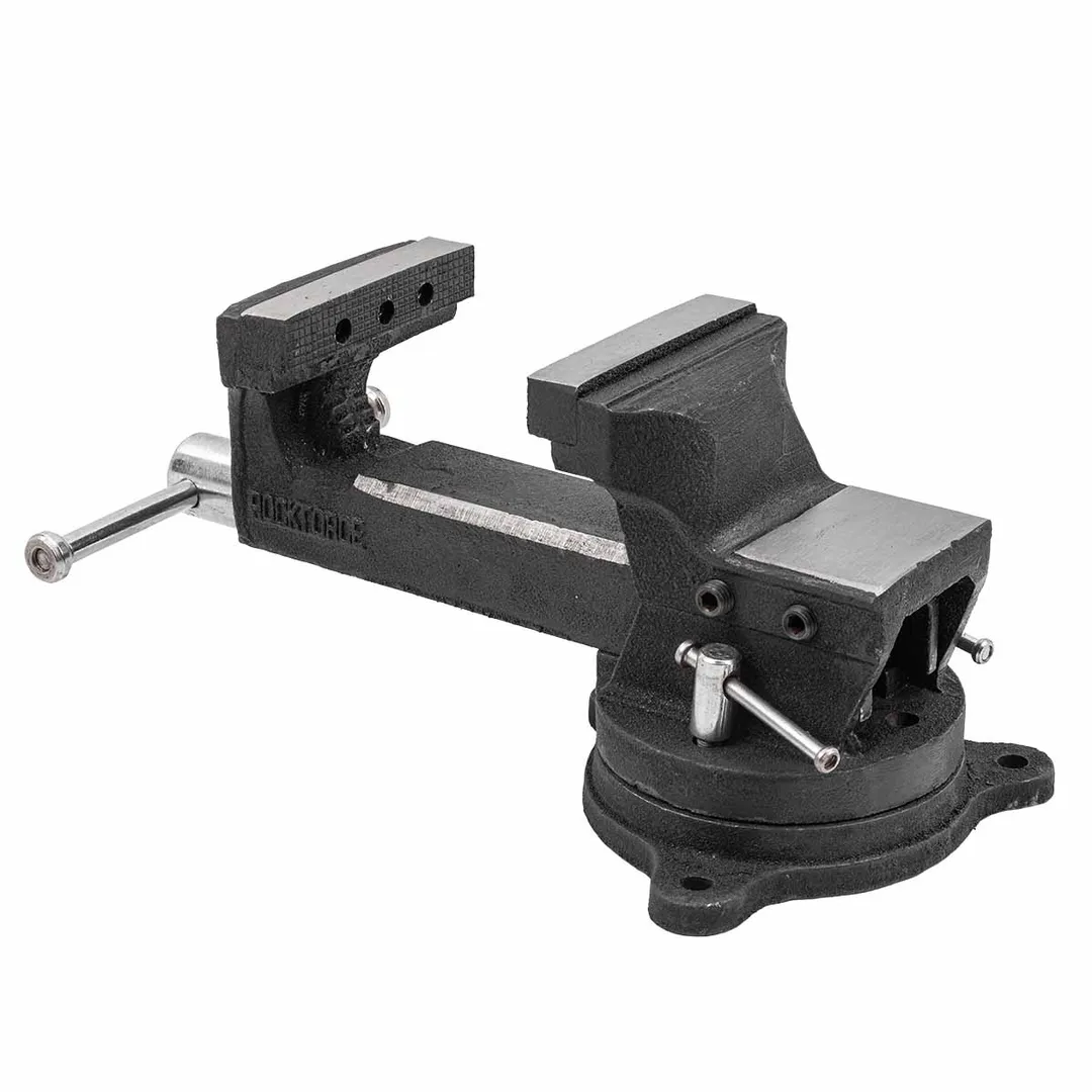 Тиски стальные поворотные с наковальней и съемными губками+захват для труб+захват для труб 125 мм RockForce RF-6540605