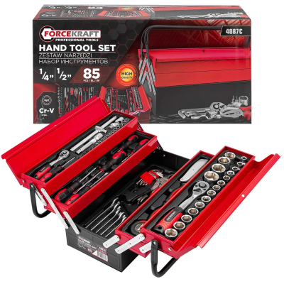 Набор инструментов 85 пр 1/4''&1/2'' 6-гр ForceKraft FK-4087C