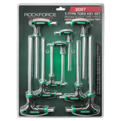 Набор ключей T-образных TORX TR (с отверстием) Т10-Т50 9 пр RockForce RF-2097
