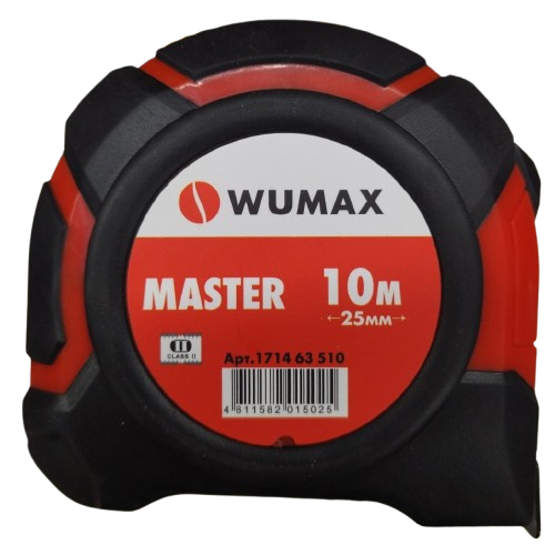 Рулетка измерительная, 10м*25 мм, 2 класс, MASTER, WUMAX 171463510