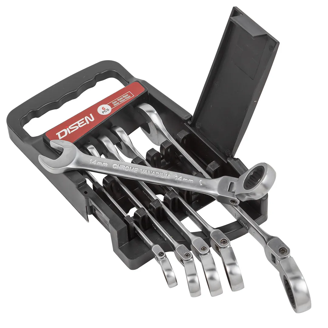 Набор ключей трещоточных с шарниром 8-17 мм, 6 пр. DISEN DSD1506F