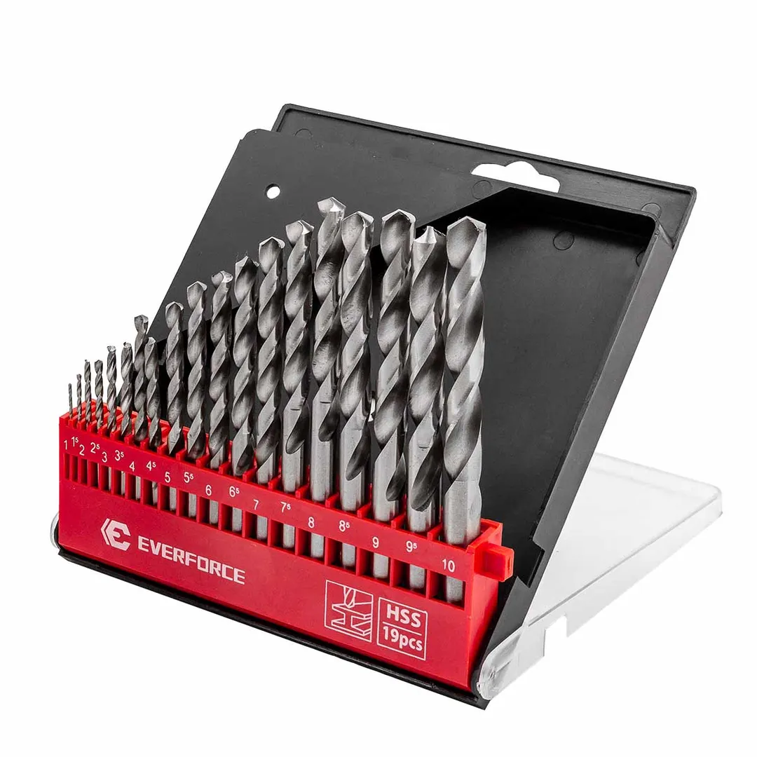 Набор сверл по металлу 19 пр, 1-10 мм EVERFORCE EF-DBS19