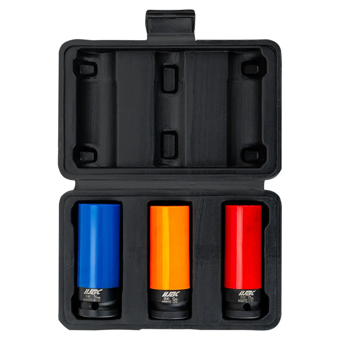 Набор ударных глубоких тонкостенных головок 17, 19, 21 мм 1/2'' 6-гр 3 пр JBC JBC-4032C