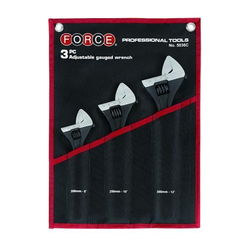 Набор разводных ключей 200, 250, 300 мм правая ходовая резьба FORCE 5036C