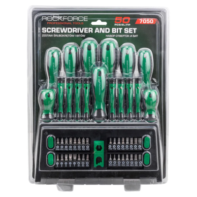 Набор отверток SL, PH, отверток для точных работ SL, PH, Torx, биты SL, PH, PZ, Torx, HEX, Square Head 50 пр RockForce RF-7050